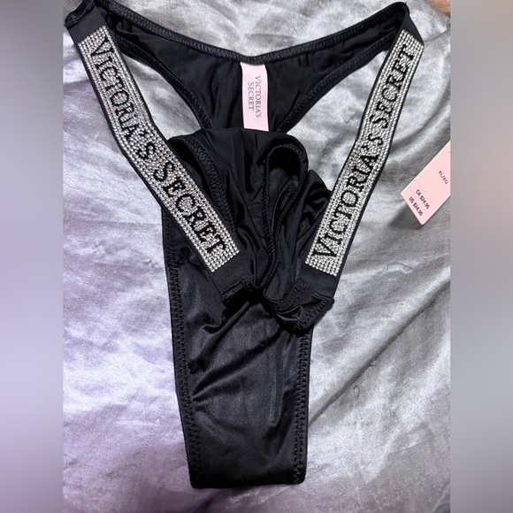 Victoria's Secret Other - NewVictoria's Secret black satin thong underwears with so much beautiful sparkle